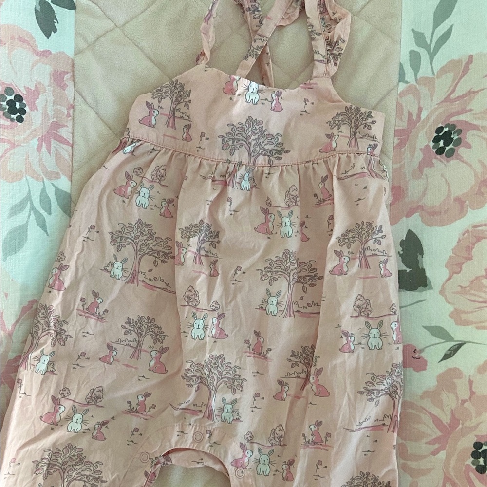 Gymboree 6-12month Pink bunny jumper/jumpsuit